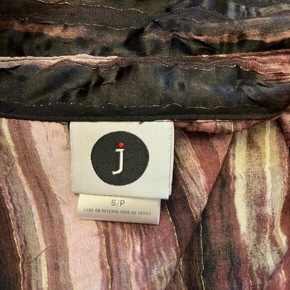 J Multicolored Polyester Button Up Blouse Size Small - Picture 3 of 3